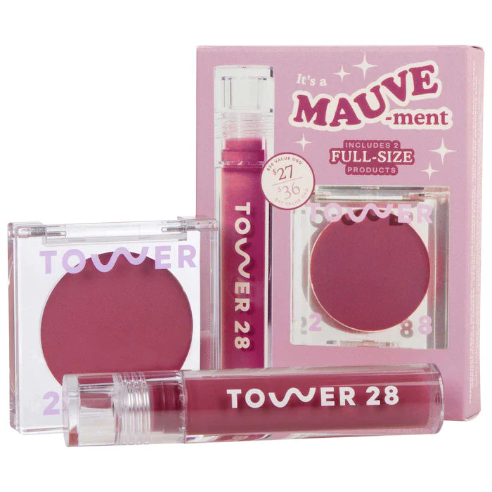 It's a Mauve-ment Lip Gloss + Cream Blush Duo Set TOWER28